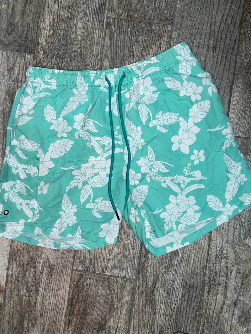 Teal Floral Swim Shorts